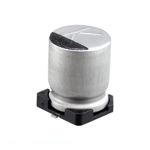 Condensador Original 25TXV100M8X10.5 CAP ALUM 100UF 20% 25V SMD de Montaje en Superficie 100 uF - Product Image 1