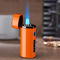 Briquet à gaz butane rechargeable en métal coupe-vent, à 3 flammes, pour cigarettes, barbecue, bougies, avec perforateur à cigares – Vente chaude