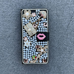 Funda de teléfono móvil de diamante de cuero de lujo hecha a mano DIY para iPhone 15 pro Max 14 13 cubierta de diamantes de imitación para <span class=keywords><strong>Samsung</strong></span> S23 S24 Ultra - Product Image 6