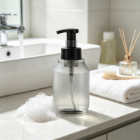 Botol Pompa Busa Isi Ulang 350ml PET dengan Kepala Pompa Busa Hitam untuk Sabun Cair, Pembersih Wajah, Pembersih Tangan, Kamar Mandi
