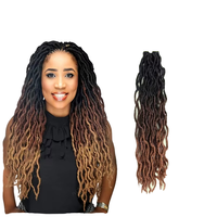 Perruque synthétique 24 pouces, extensions ombrées, tresses au crochet Faux Locs, Nu Locs Gypsy Goddess, douces et bouclées