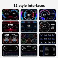 Affichage HUD OBD2 P2 pour voiture avec inclinomètre, compteur de vitesse GPS, compte-tours et ordinateur de bord