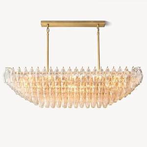 Clear Glass Tier Rectangular Chandelier For Dining Table Kitchen Island Modern Home Italian Handmade Glass Large 54" Chandeliers - Product Image 6