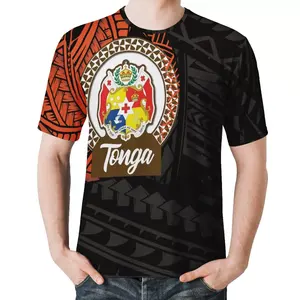 Kaus Kasual Lengan Pendek Kualitas Tinggi LOGO TONGA Kustom Desain Tribal Leheresia Kasual Grosir 5XL
