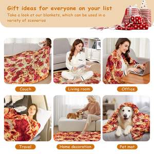 Couverture de pizza réaliste taille <span class=keywords><strong>adulte</strong></span> couverture de nourriture drôle couverture de nouveauté ronde en peluche douce pour lit canapé ou voyage - Product Image 4