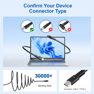 65W GaN USB C 노트북 충전기 범용 호환 델 XPS 레노버 요가 HP 스마트 칩 기술 유형 c USB 충전기 - Product Image 2