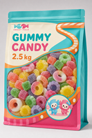 Bonbons populaires pour influenceurs, gommes fruitées halal sucrées et acidulées, idéales pour la vente en gros en supermarché, accepte les commandes personnalisées