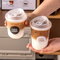 Gobelets en Plastique Transparents de Haute Qualité 90 mm pour Bubble Tea et Boissons Chaudes, avec Logo, 500 ml et 700 ml, Jetables et Épais pour Smoothies et Jus