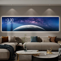 Peinture décorative sur le thème de l'espace cosmique, horloge numérique électronique, tableau mural pour chambre à coucher ou canapé