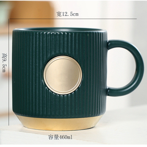 350ml 12oz cổ điển màu xanh lá cây Mug với huy hiệu kim loại biểu tượng tùy chỉnh khắc laser đồ đá cup - Product Image 2