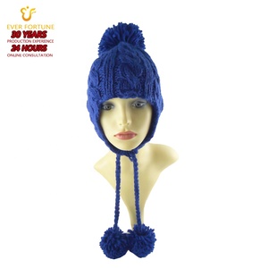 Bonnet d'hiver en acrylique tricoté à la main pour enfants, doublé polaire, avec cache-oreilles et pompon, chaud et doux, pour femmes - En promotion - Product Image 5