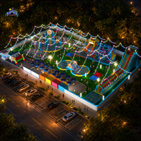 Parc aquatique gonflable extérieur avec piscines, toboggans et zones de jeux familiales pour parcs d'attractions et entreprises d'événements