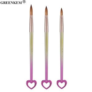 Pinceau à ongles acrylique en forme de cœur <span class=keywords><strong>rose</strong></span> 16 18 22mm, ensemble de 3 pièces, vernis à ongles, peinture, <span class=keywords><strong>dessin</strong></span>, support métallique - Product Image 5