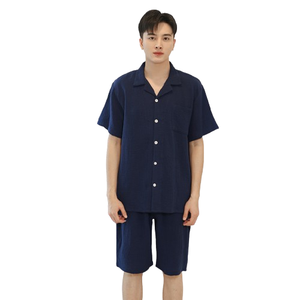 Cotton Crepe Thermal Front Logo <strong>Couple</strong> <strong>Matching</strong> Pajamas Valentine's Day Short Sleeve Set for Men and Women - Product Image 6