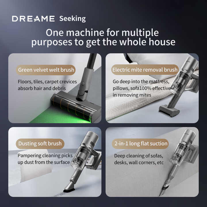 Dreame Z10 Station Handheld Wireless Vacuum Cleaner 170AW Suction LED Household Mite Remover For Carpet Cat hair Pet