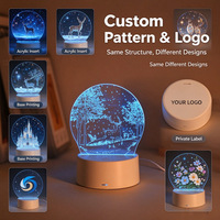Lampe de nuit LED 3D personnalisée avec plaque acrylique insérable et impression de logo sur le côté de la base, idéale pour chambre à coucher, cadeau, vente en gros pour usines