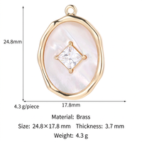 Pendentifs en Or 14K avec Coquille Naturelle, Pierre Œil de Tigre, Émail, Fraise et Strass Incrustés pour la Fabrication de Bijoux