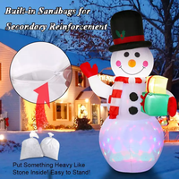 Décorations de cour de bonhomme de neige gonflables de Noël avec des lumières LED rotatives colorées intégrées