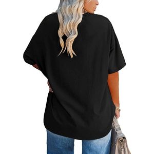 Fisoew Camiseta extragrande para mujer, cuello redondo, manga regular, jersey, top de verano, tallas grandes, túnica - Product Image 2