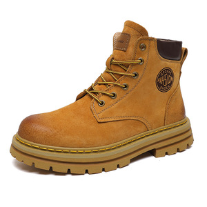 <span class=keywords><strong>Bottes</strong></span> décontractées pour femmes, taille 40-45, en cuir de porc jaune, à lacets, mi-mollet, semelle épaisse, rehaussantes, collection automne - Product Image 5
