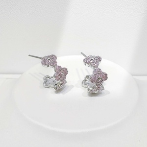 custom plata 925 sterling <b>silver</b> Geometric party <b>Earring</b> wedding luxury dainty ladies <b>heart</b> pink stone zirconia trendy <b>earrings</b> - Product Image 4