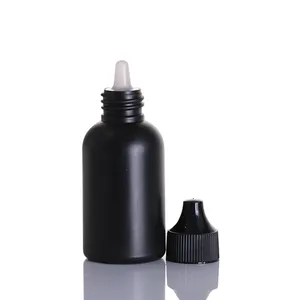 Máscara de unha hdpe para embalagem e cosmética, frasco de plástico e embalagem de garrafa preta para unhas de hdpe de 30ml