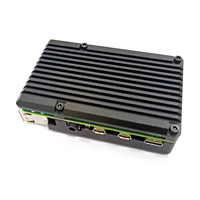 Boîtier de refroidissement en métal noir avec double ventilateur et dissipateur thermique pour Raspberry Pi 4 modèle B