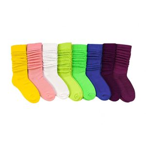 Good Quality Women's Knee High Breathable Autumn Sleep Ruffle Scrunch Terry Cotton Loose Slouch <b>Socks</b> with Cuff Detail - Product Image 6