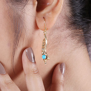 Mode Turquoise Unique Personnalité Design avec Placage Or Mode Tendance pour Boucles D'oreilles Cadeau - Product Image 2