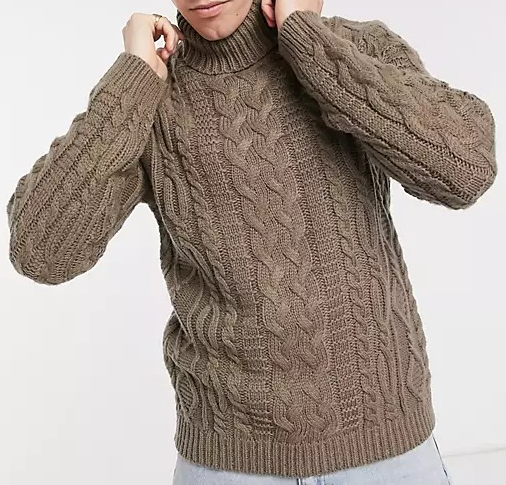 Europe Trendy Classic Cable Knit Sweater Men Turtleneck Jumper Male Outfit Sweaters