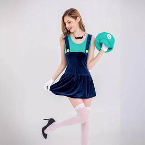 Costume de femme Mario pour adulte, combinaison jupe, tenue de fête d'Halloween, déguisement de jeu - Product Image 4