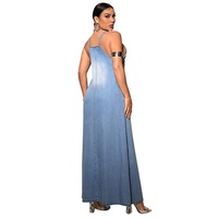 Robe longue décontractée en jean sans manches pour femme YUANBOFEI, coupe ample, taille plus, longueur cheville, bleu délavé