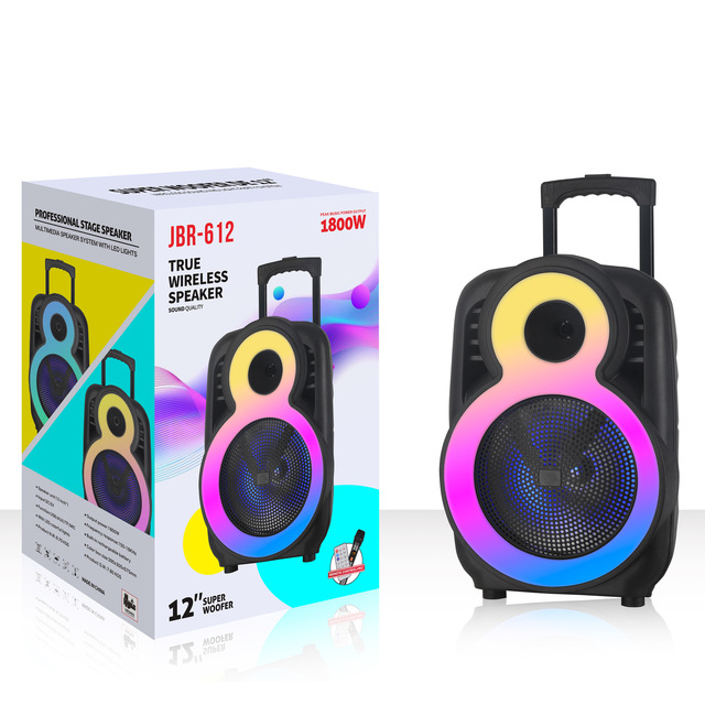 JBR 12-Inch Portable for Bluetooth Subwoofer Speaker RGB Microphone USB AUX for Outdoor Square Dance Mobile Singing Battery