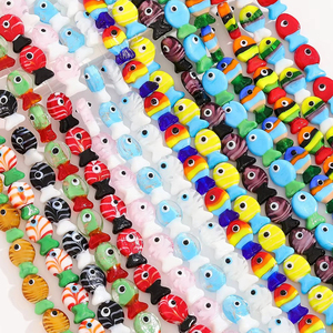 Cuentas de Vidrio de <span class=keywords><strong>Murano</strong></span> Hechas a Mano con Forma de Pez, Coloridas, con Orificio Recto, Accesorios para Hacer Joyas, Pendientes, Pulseras, Collares - Product Image 1