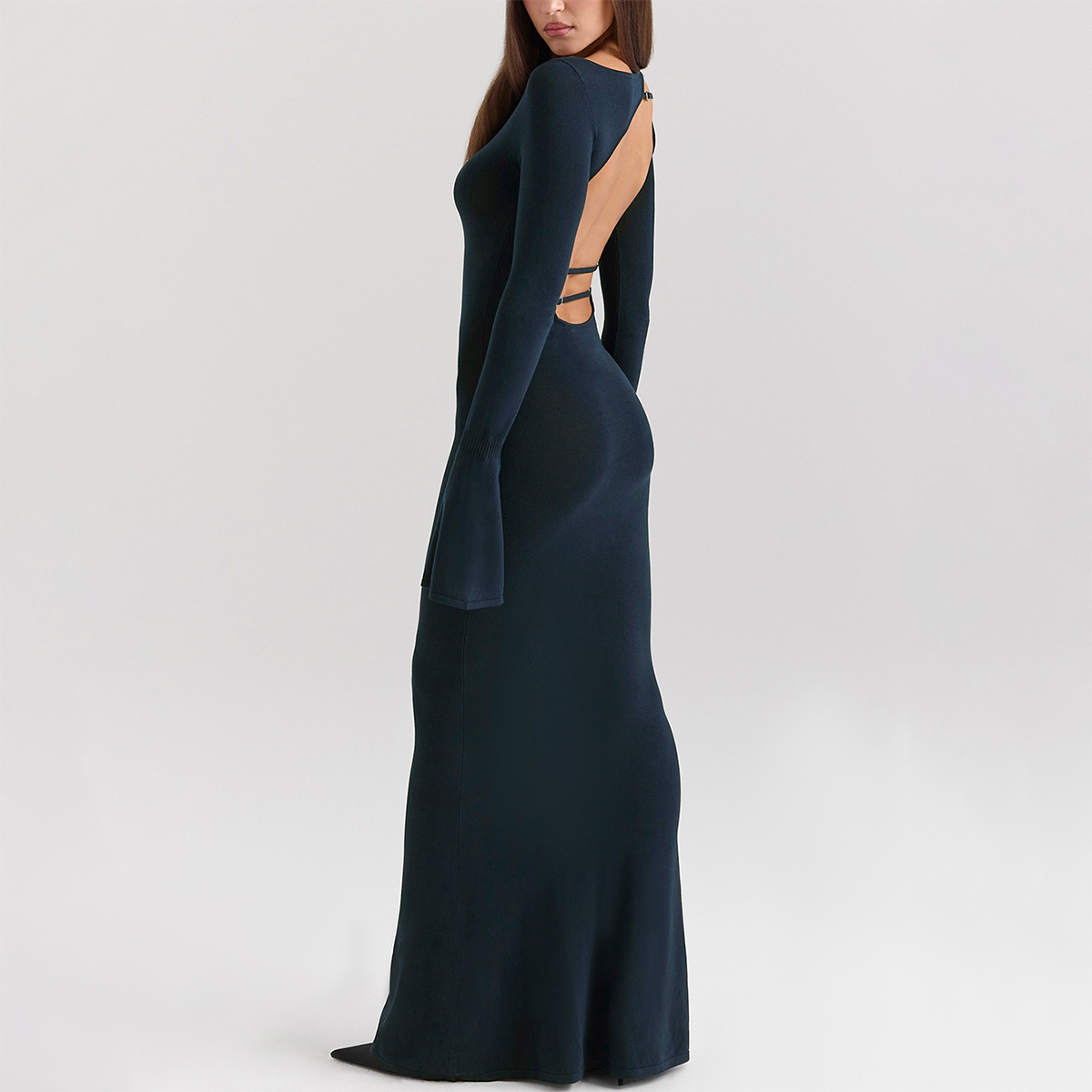 OEM Elegant Midnight Blue Silky Knit Maxi Dress for Women Flowy Sleeveless  Formal Gown| Alibaba.com