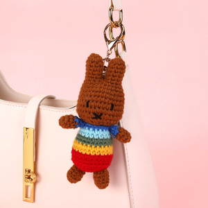 QYS Cute Handmade Faux Fur Bunny Bear Plush <b>Keychain</b> Soft Animal Pendant Fashion Bag Charm Key Ring Gift for Women Girls - Product Image 3