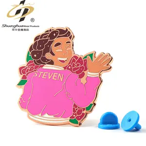 Manufacturer Custom Soft Hard Enamel Lapel Pin Metal Zinc Alloy 3d Pink Figure Cartoon Anime Enamel Pin