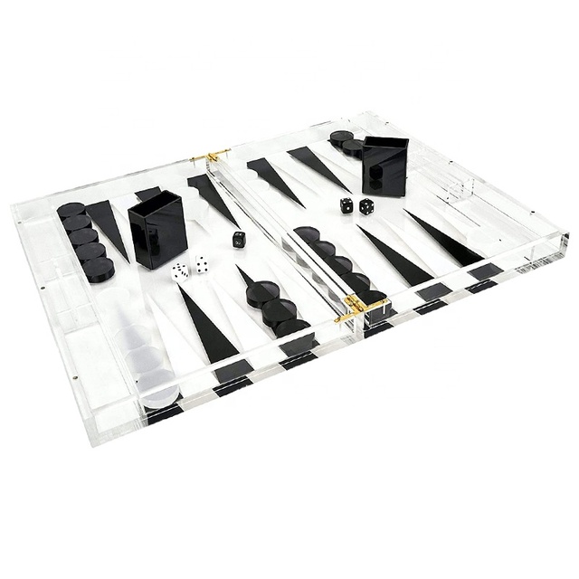 Custom Luxury Acrylic Backgammon Chess Board Game Set Acrylic Chess Lucite Backgammon Set Pieces Party Games