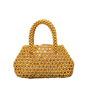 Bolso de madera original de estilo coreano, sencillo y versátil, con diseño calado y tejido artesanal de cuentas, ideal como bolso de playa. - Product Image 6