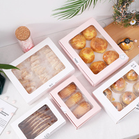Boîtes à pâtisserie élégantes, pliables, gaufrées, avec pelliculage mat, en matériaux recyclés, fenêtre transparente, personnalisables pour cupcakes, gâteaux, biscuits, bonbons