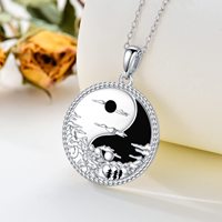 YFN 925 Sterling Silver Mountain Yin Yang Pendentif Collier Nature Bijoux Cadeaux pour les amoureux de la nature Randonneur Hommes Femmes