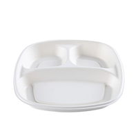 Boîte à lunch en papier biodégradable jetable de canne à sucre de 9*9 pouces avec insert en bambou maintenant disponible sur le marché des EAU