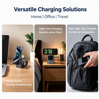 Chargeur sans fil magnétique pliable 3-en-1 15W QC3.0 Type-C pour téléphone portable, montre connectée et écouteurs