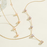 Collier élégant pour femme en plaqué or 18 carats, imperméable, avec longue pampille et perle d'eau douce flottante en forme de Y, idéal pour le quotidien, les banquets et les rendez-vous