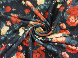 Đen N Đỏ nở hoa in trên kim loại duy nhất Jersey vải dệt kim - Product Image 4