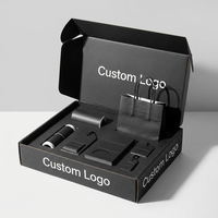 Boîte cadeau en carton ondulé noir avec logo personnalisé, certifiée FSC, écologique, emballage rigide pour produits, boîte d'expédition personnalisée