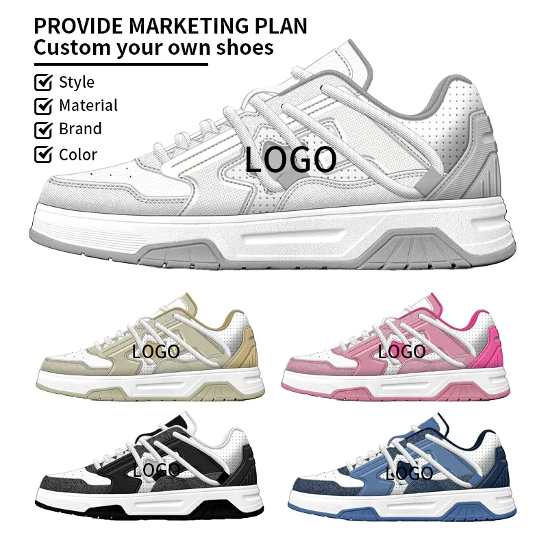 Produttore Jiulong Design Sneakers moda uomo donna scarpe da skateboard personalizzate con Packaging basket scarpe personalizzate