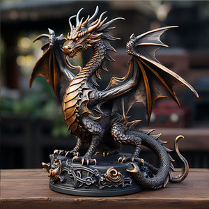 Statue en résine Chevalier Dragon, Décoration de bureau fantastique et science-fiction, Figurine de collection, 12 ans et plus - Product Image 2
