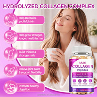 Poudre de peptides multi-collagènes, protéines hydrolysées, capsules molles, biotine, vitamine C, acide hyaluronique pour la réduction des rides chez l'adulte