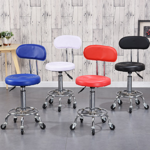 Wholesale Discounted Beauty Salon Furniture <b>Adjustable</b> <b>Height</b> Pedicure <b>Stool</b> Technician Chair Backrest PU Leather Barbershop - Product Image 2